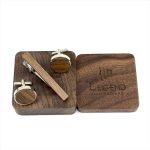 SET POLISHED-METAL TIE CLIP WITH CUFFLINGS - Image 2