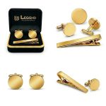 SET POLISHED-METAL TIE CLIP WITH CUFFLINGS - Image 9