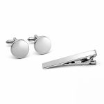 SET POLISHED-METAL TIE CLIP WITH CUFFLINGS - Image 12