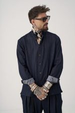 STEFAN DENIM STRIPEDTEXTURED OVERSHIRT - Image 3