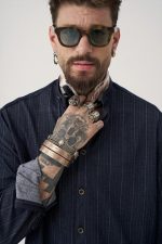 STEFAN DENIM STRIPEDTEXTURED OVERSHIRT - Image 4