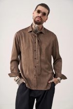 STEFAN THE BUTTON TIE POLY TEXTURED SHIRT