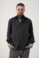 STEFAN THE BUTTON TIE POLY TEXTURED SHIRT - Image 3