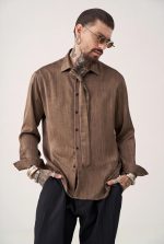 STEFAN THE BUTTON TIE POLY TEXTURED SHIRT - Image 9