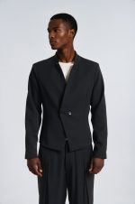 PCOC CROPPED DEEP V-NECKLINE BUTTON BLAZER