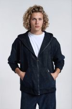 PCOC ZIP THROUGH TEXTURED LOGO HOODIE